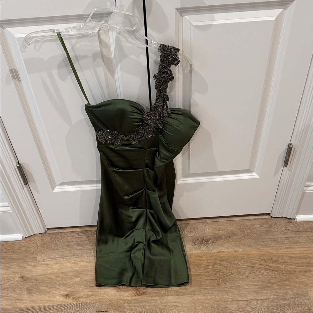 Cache Green One-Shoulder Dress